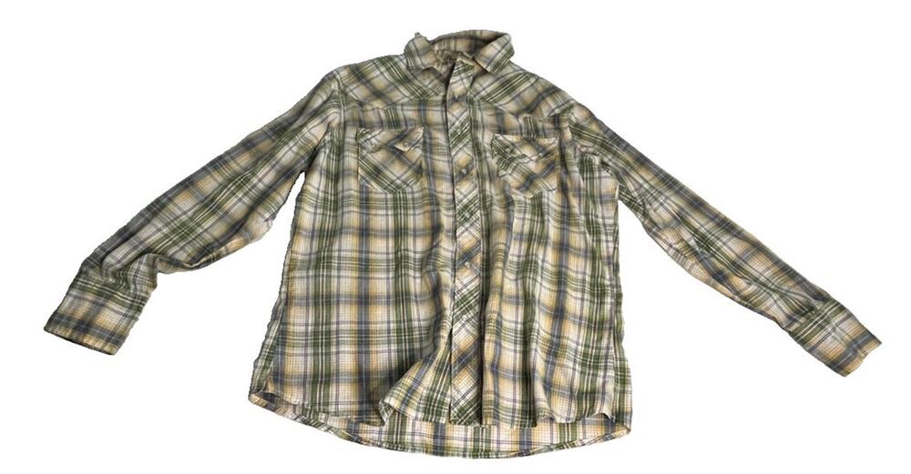 Men’s Size Large Wrangler Pearl Snap Button Western Shirt Long Sleeve